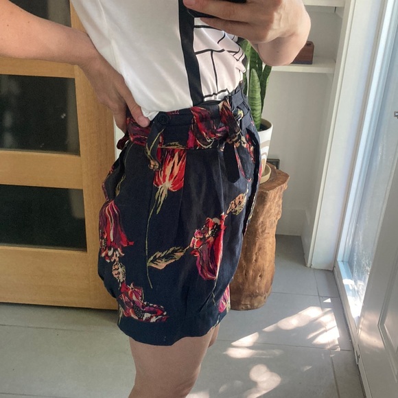 DRIES VAN NOTEN floral silk linen bubble miniskirt, black and pink, size 34 - Picture 11 of 14